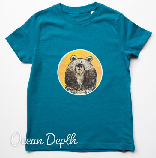 Kids Organic Bear T-shirt - Ocean Depth