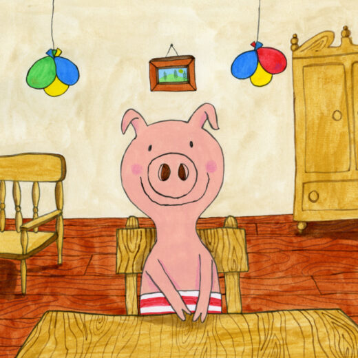 Original artwork children's illustration 'Pig's Party'