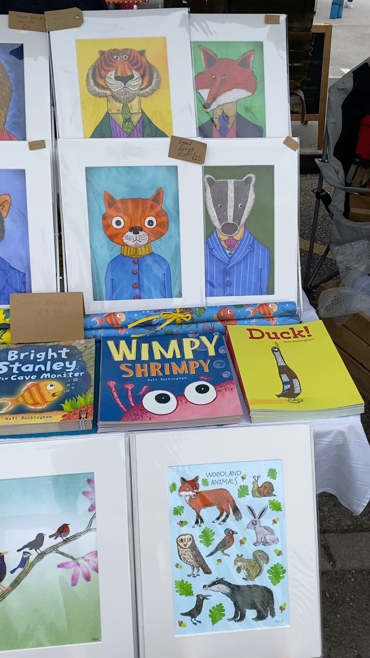 Set up and ready to go for the @trenthamestate @_makersmarket today. Pop along if you’re in the area. #makers #makersmarket #trentham #illustration #art #artsale