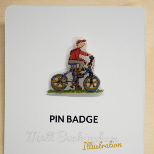 BMX illustrated pin badge by Matt Buckingham