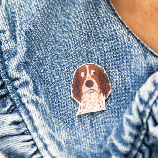 Spaniel Dog illustrated pin badge by Matt Buckingham