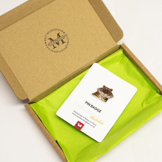 Tiger pin badge by Matt Buckingham