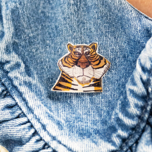 Tiger illustrated pin badge by Matt Buckingham