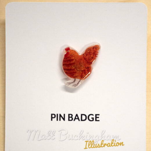 orpington chicken pin badge