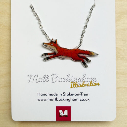 illustrated fox necklace