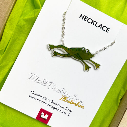 illustrated frog necklace