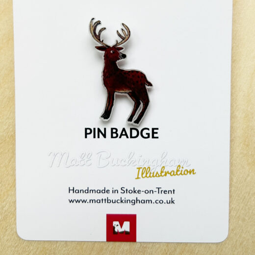 illustrated stag pin badge