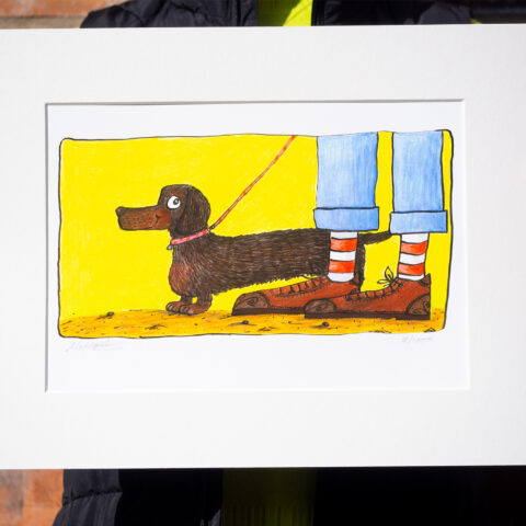 walking the dog artist print by Illustrator Matt Buckingham