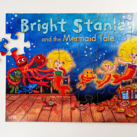 Bright Stanley and the Mermaid Tale 40 piece wooden jigsaw set by Matt Buckingham