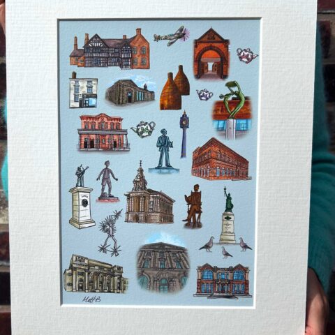 Potteries Stoke on Trent artist print