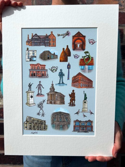 Potteries Stoke on Trent artist print